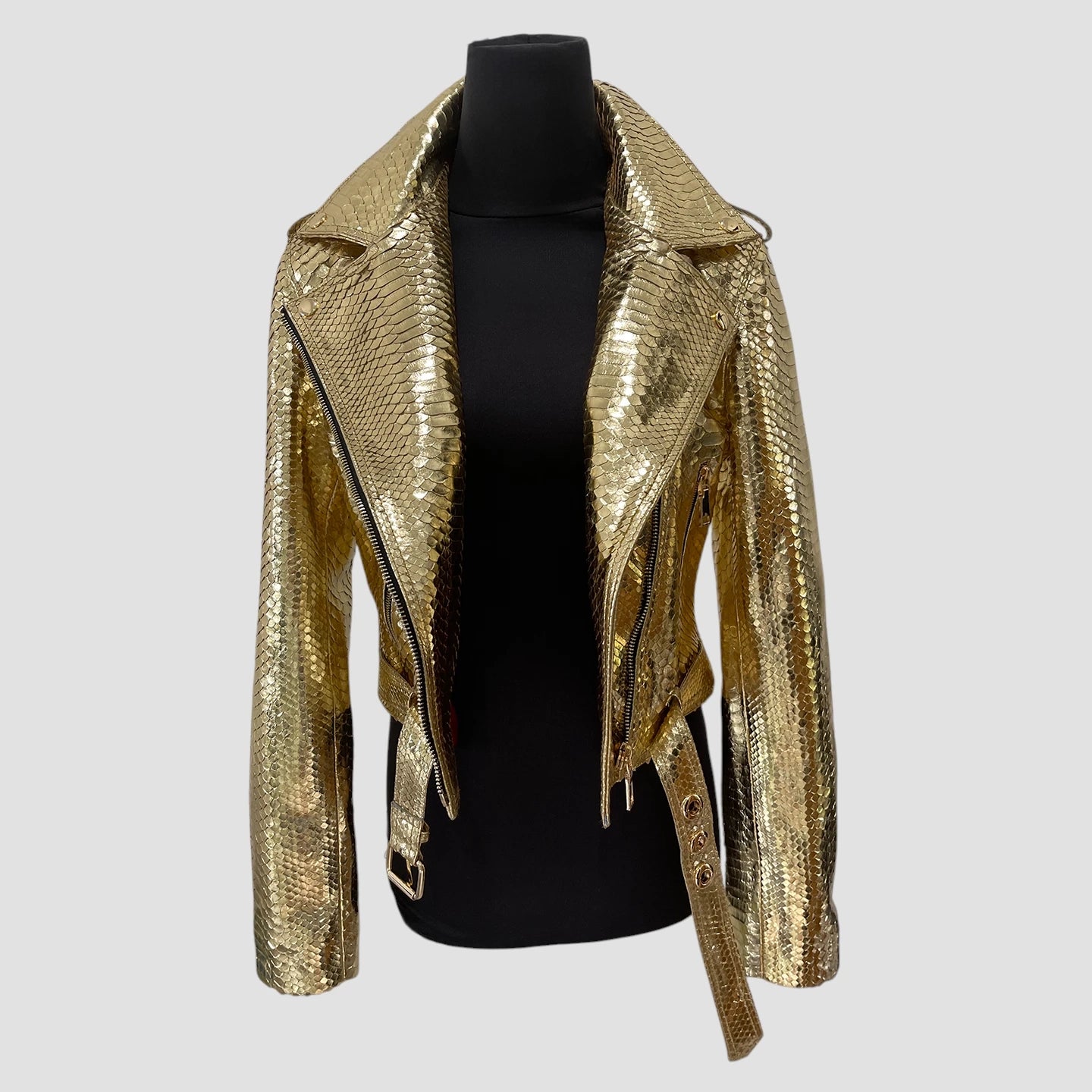 Python leather biker jacket