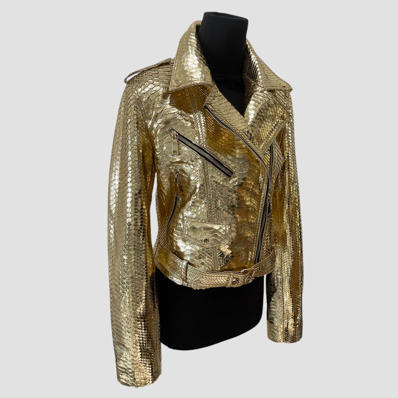 Python leather biker jacket