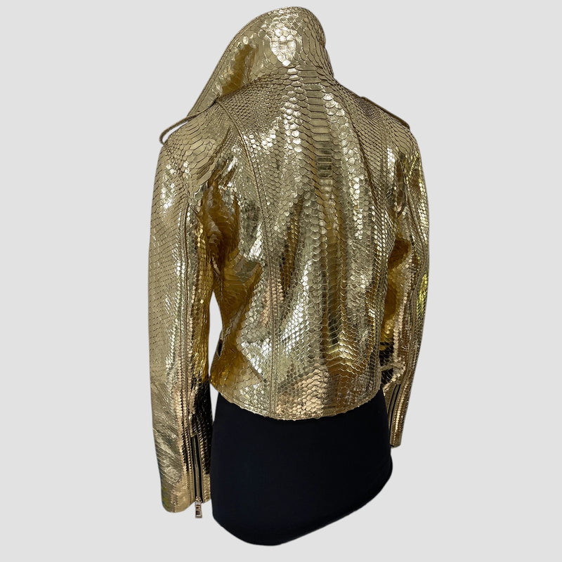 Python leather biker jacket