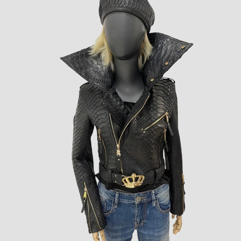 King python leather biker jacket