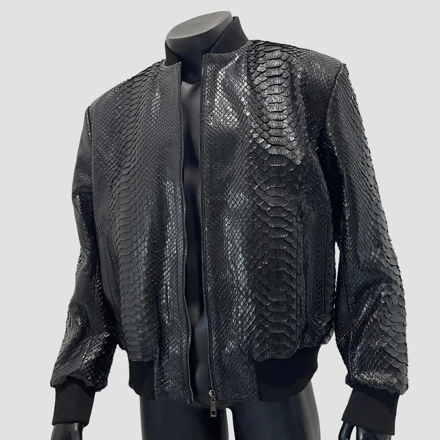 Python leather bomber jacket