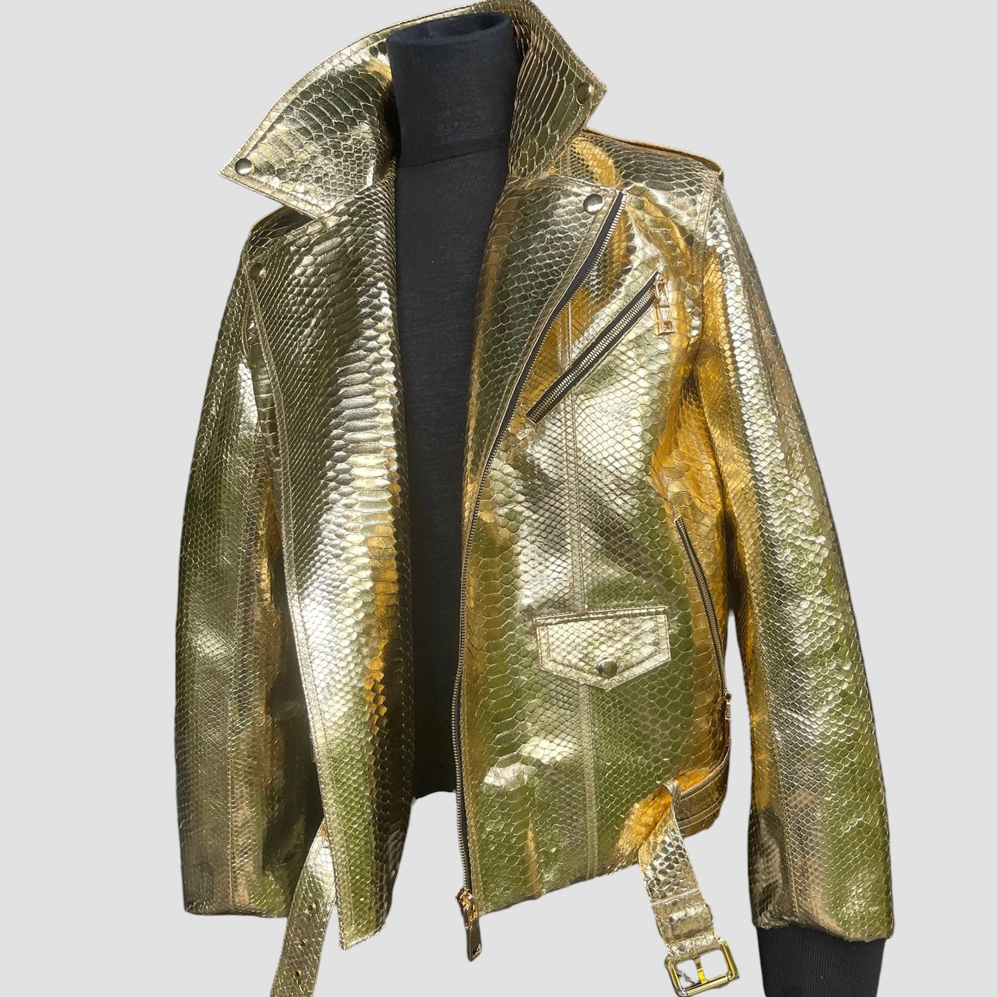 Python leather biker jacket