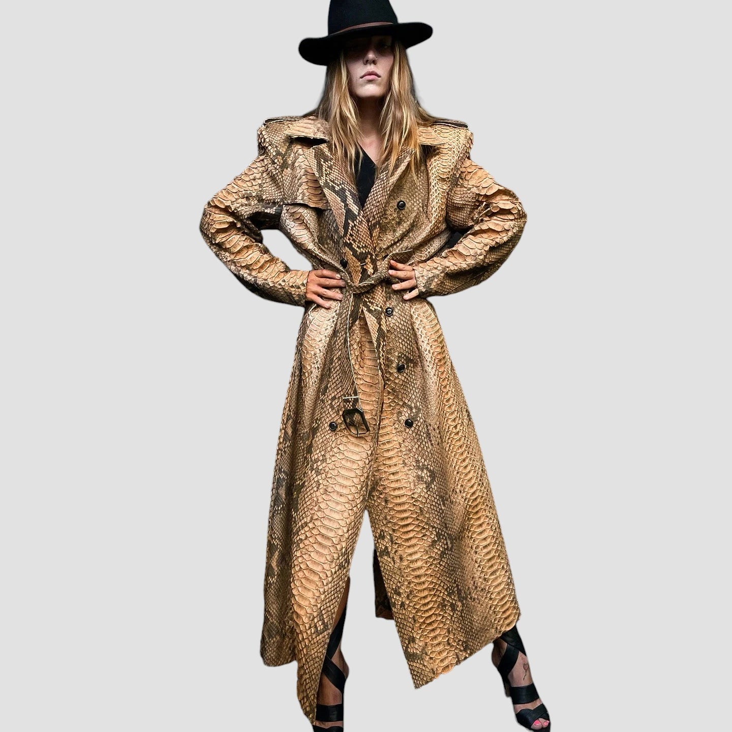 Dragon python leather coat