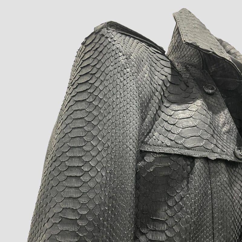 Python leather trench coat