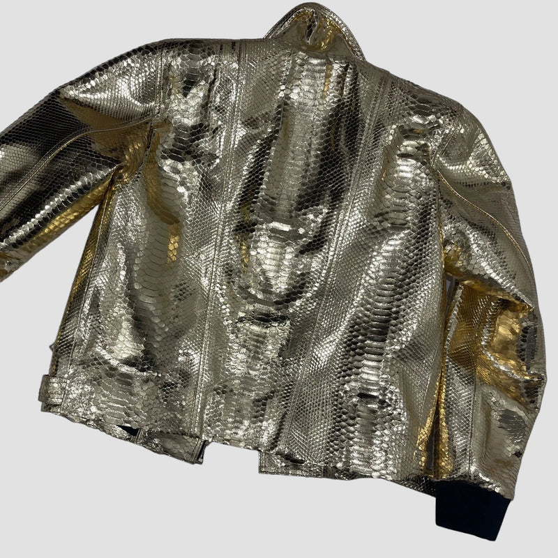 Python leather biker jacket
