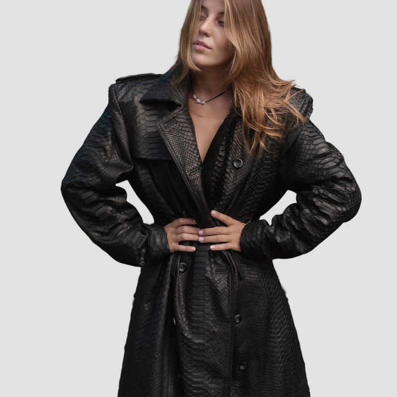 Python leather coat