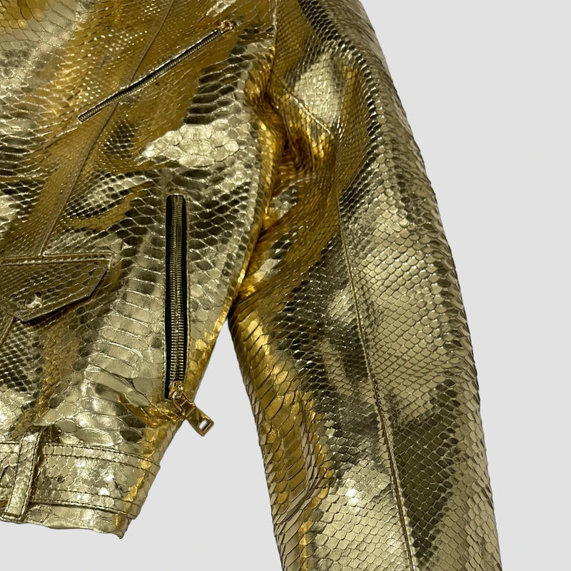 Python leather biker jacket