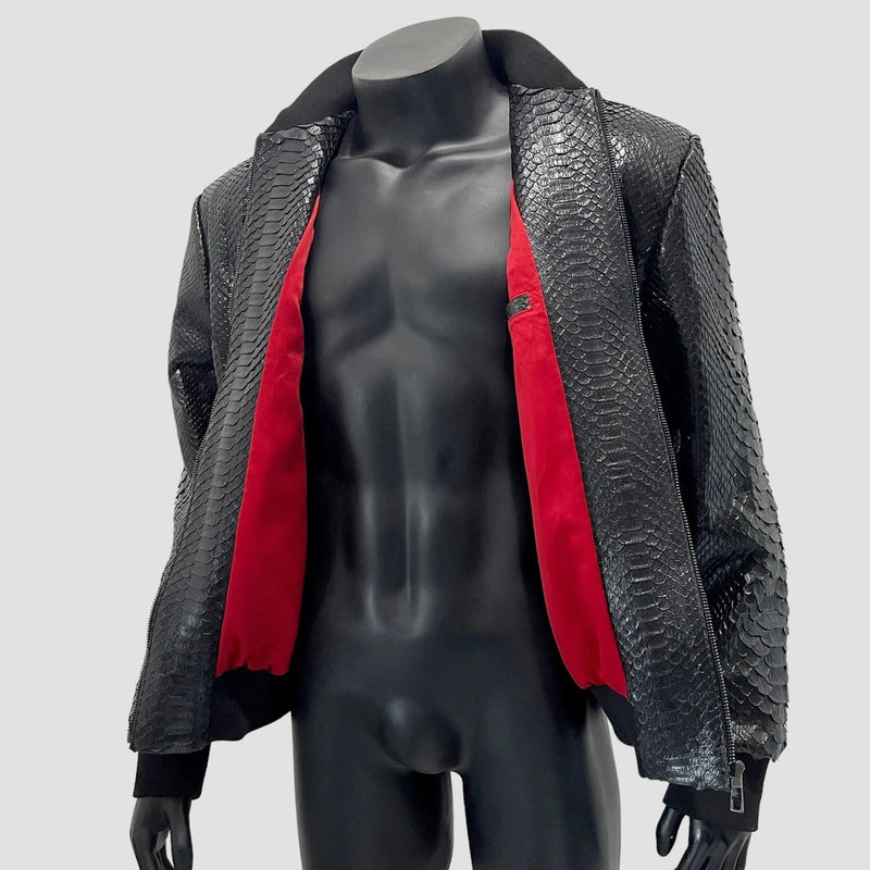 Python leather bomber jacket