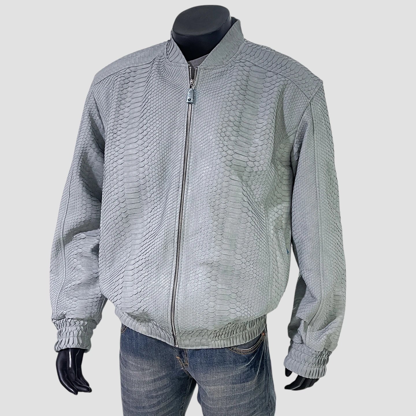 Python leather bomber jacket