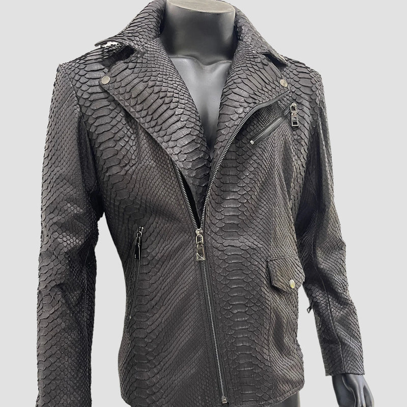 Python leather biker jacket