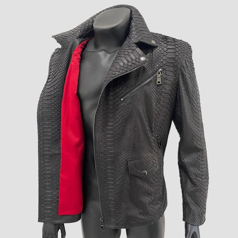 Python leather biker jacket