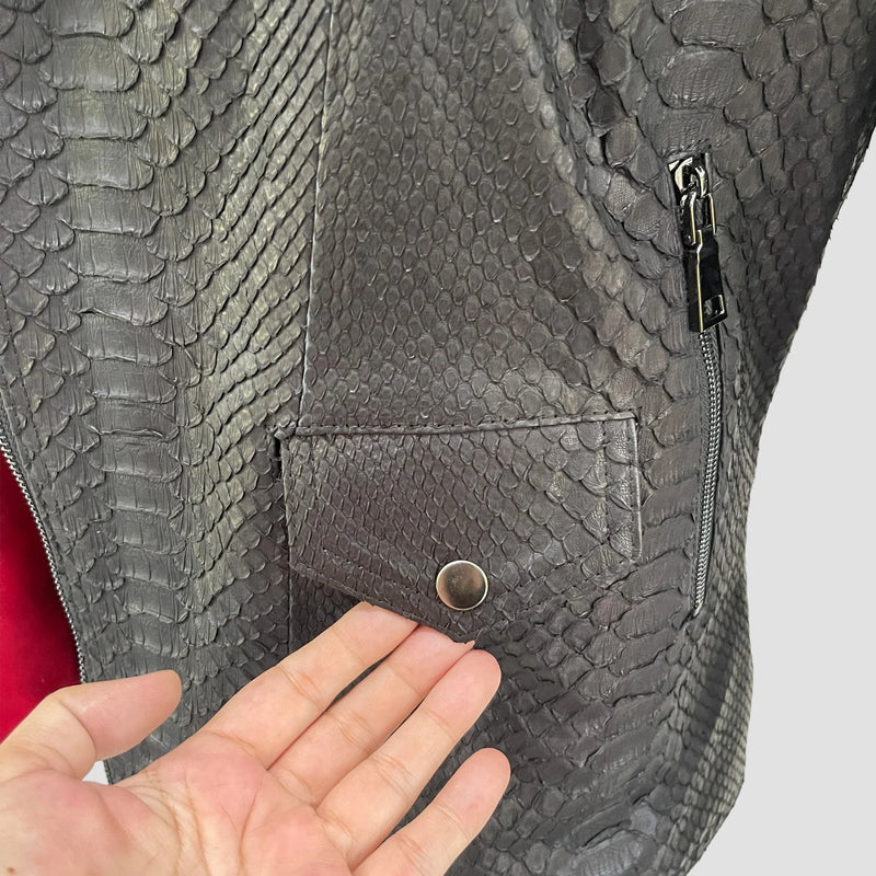 Python leather biker jacket