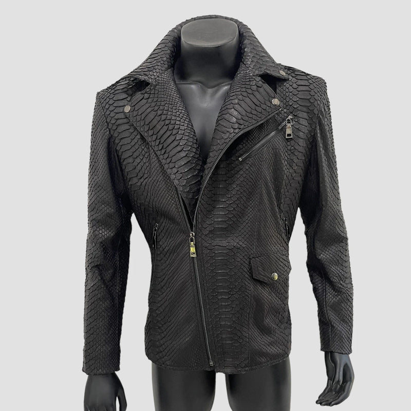 Python leather biker jacket