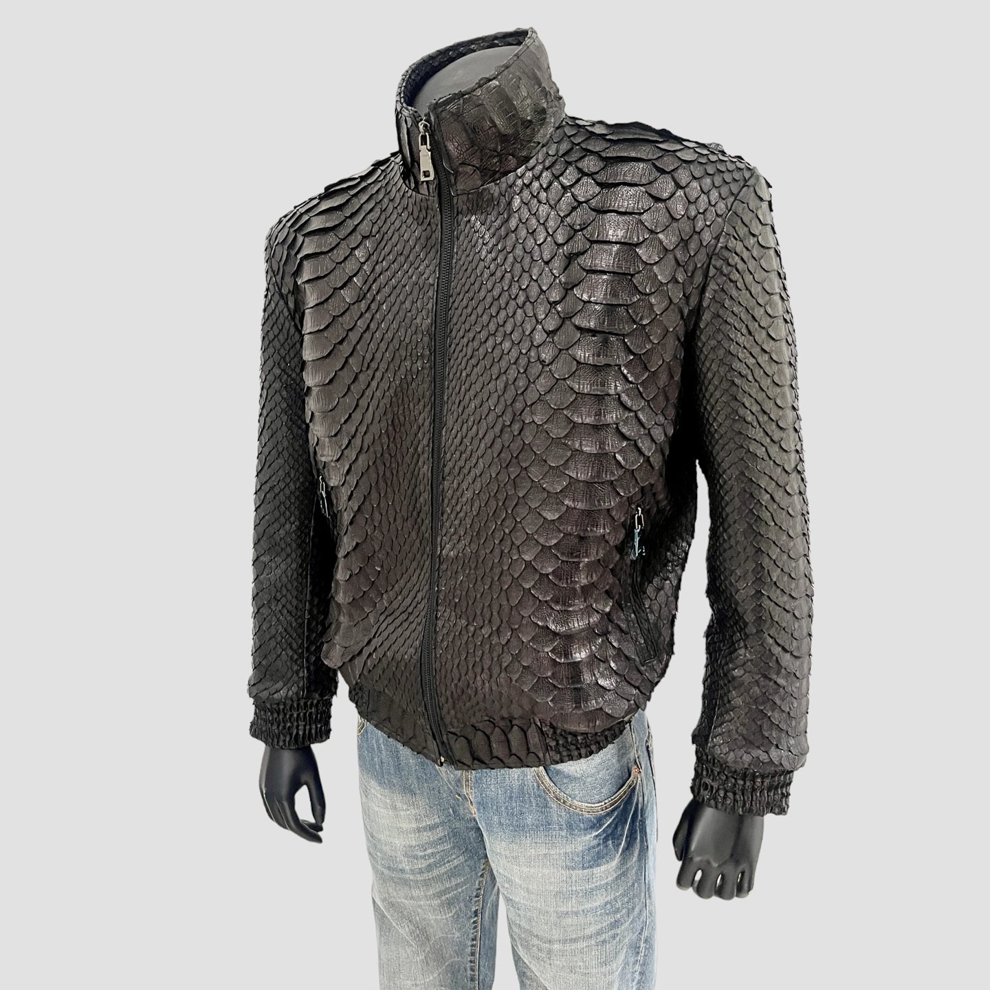 King python leather bomber jacket