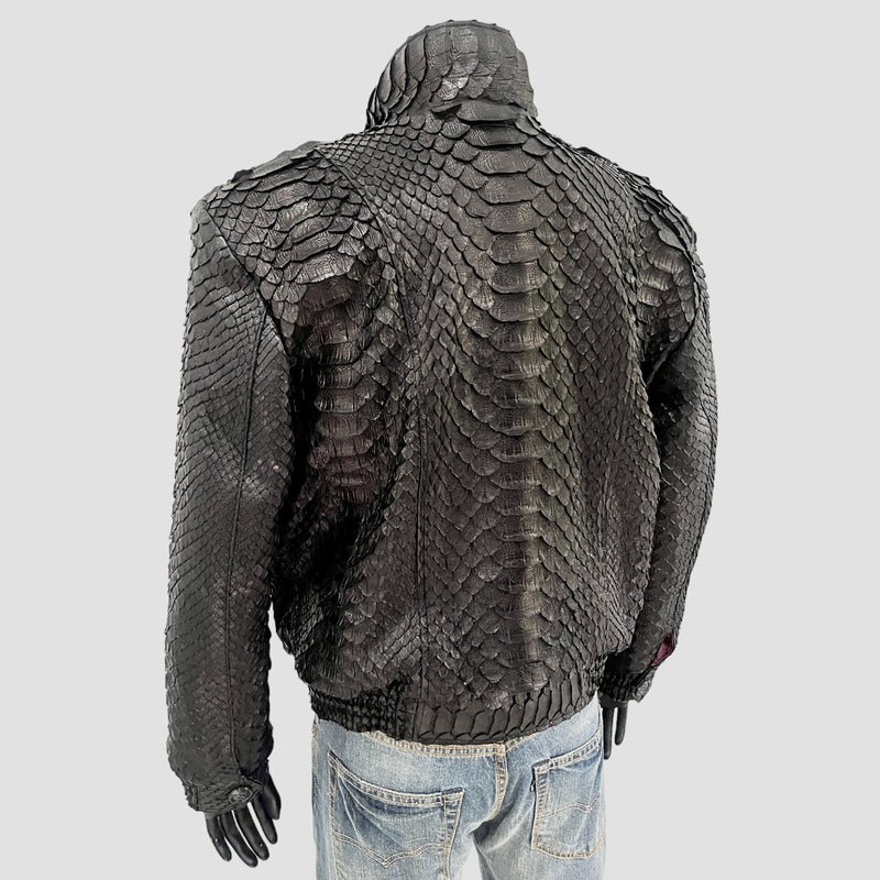 King python leather bomber jacket