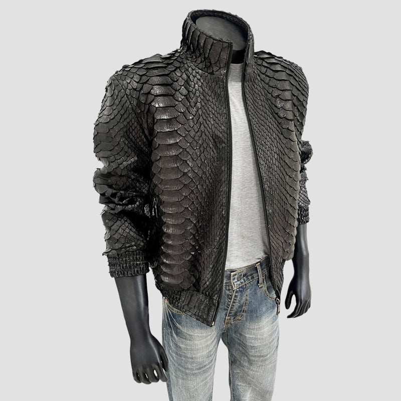 King python leather bomber jacket