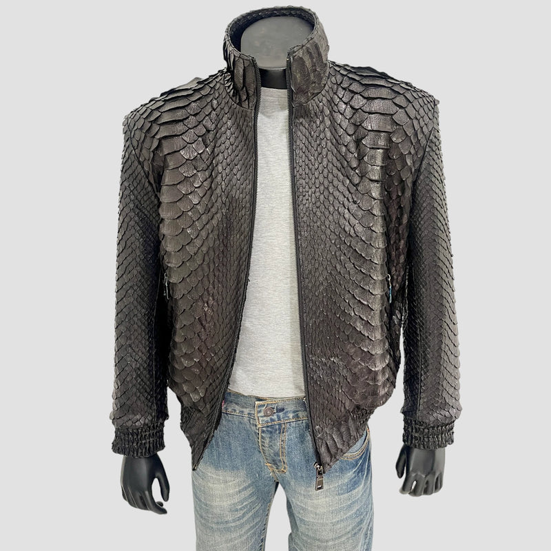 King python leather bomber jacket