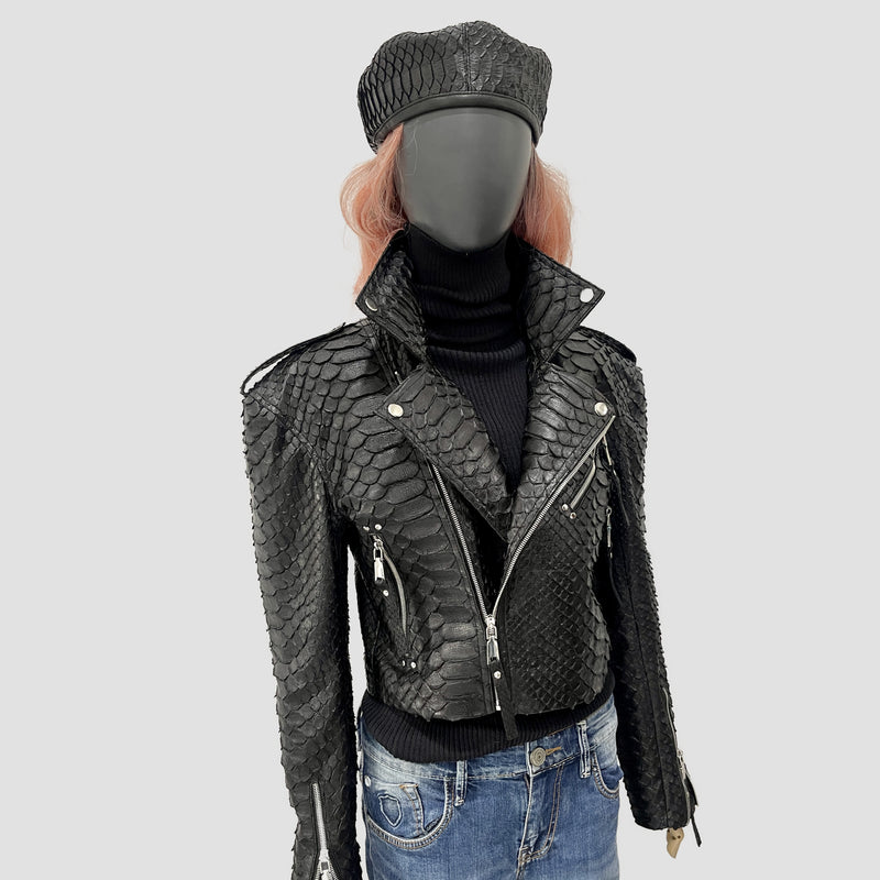 King python leather biker jacket