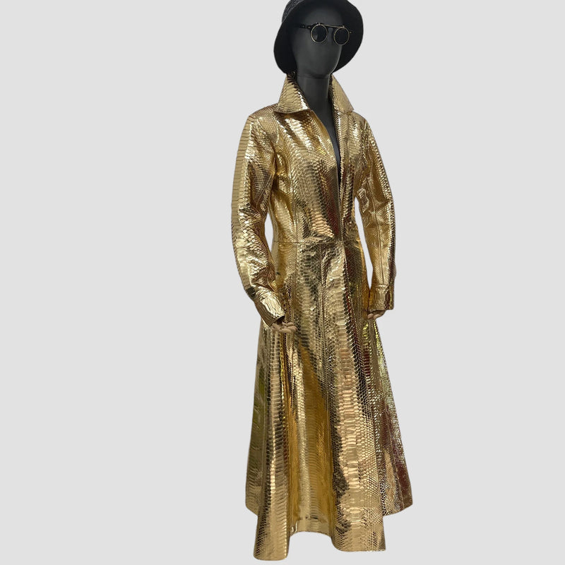 Python leather coat