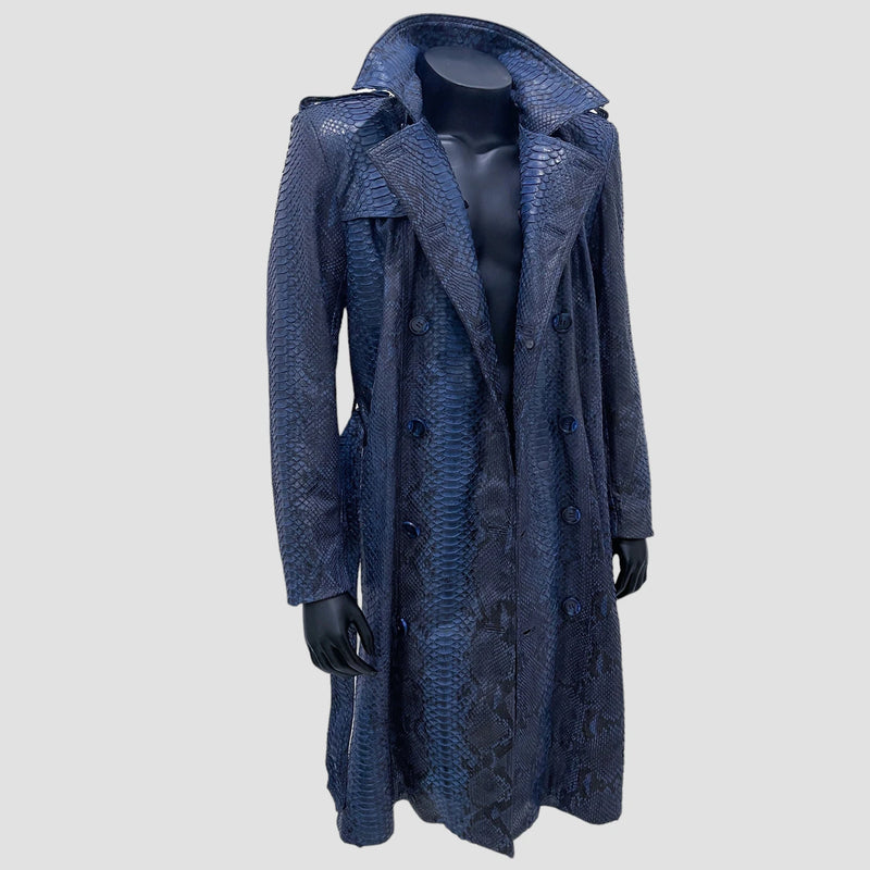 Python leather trench coat