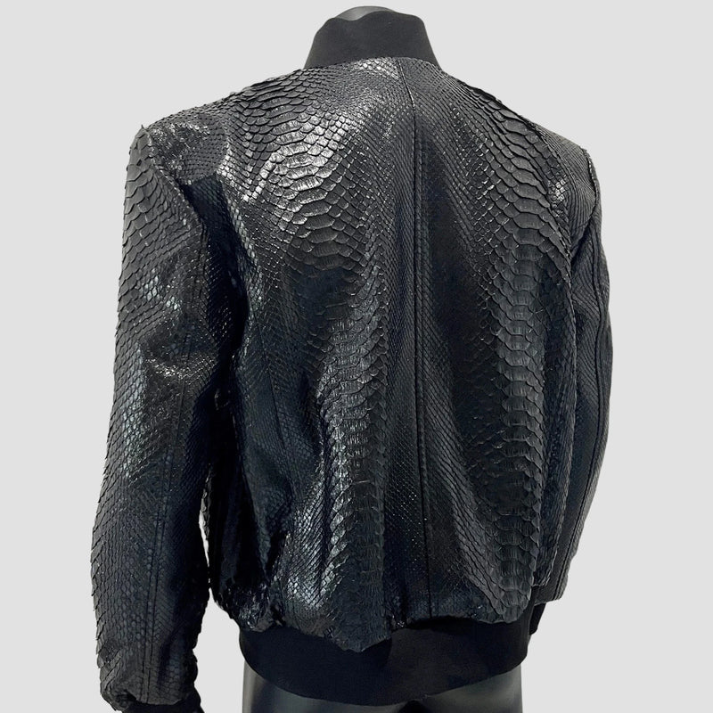 Python leather bomber jacket