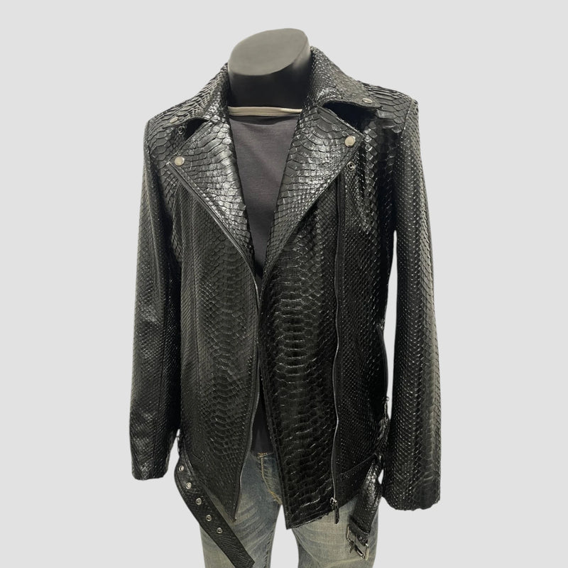 Python leather biker jacket