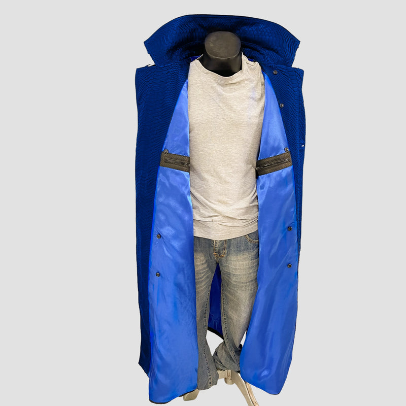 Python leather trench coat