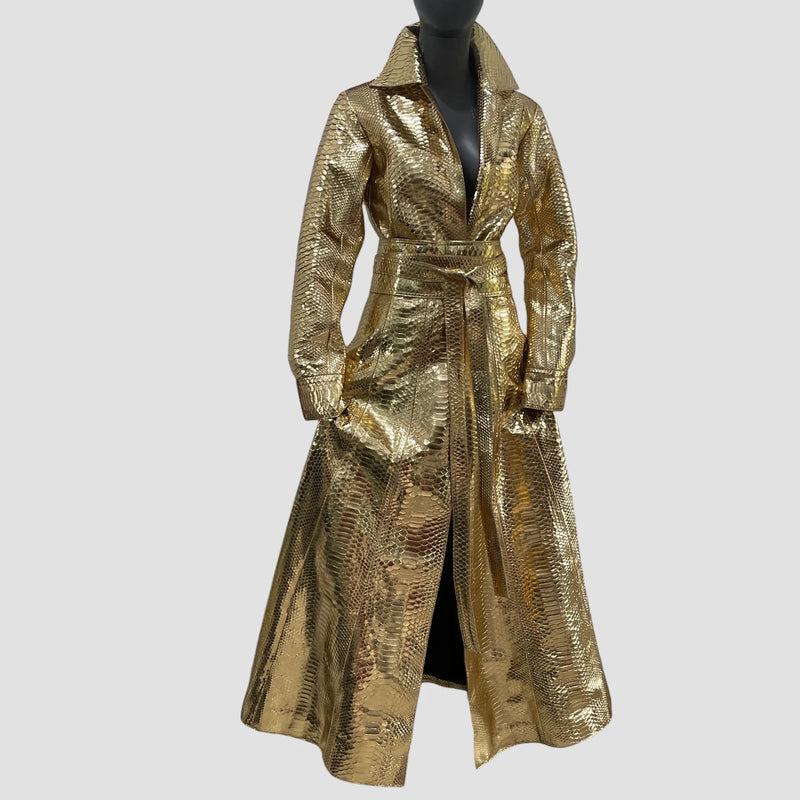 Python leather coat
