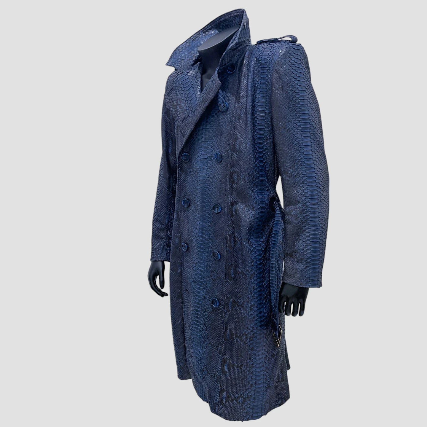 Python leather trench coat