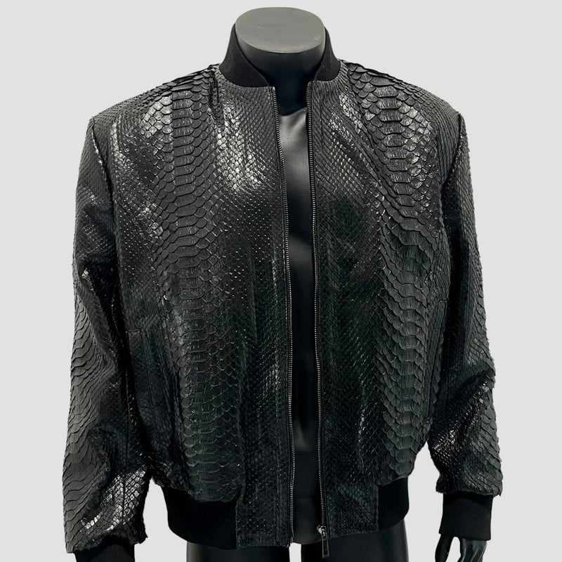 Python leather bomber jacket