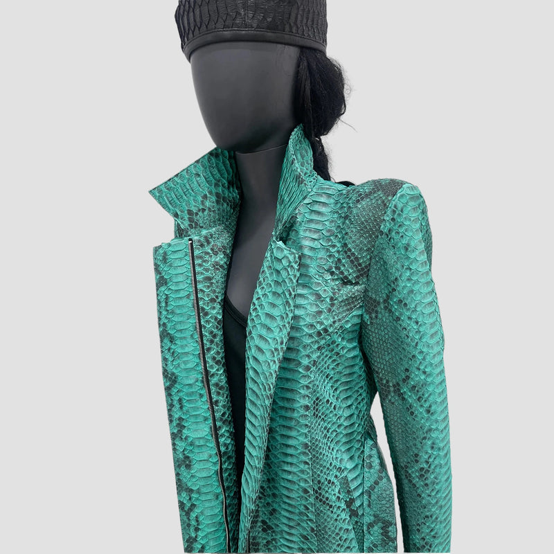 Python leather coat