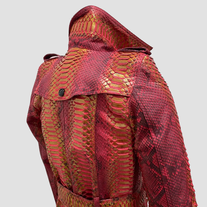 Python leather trench coat