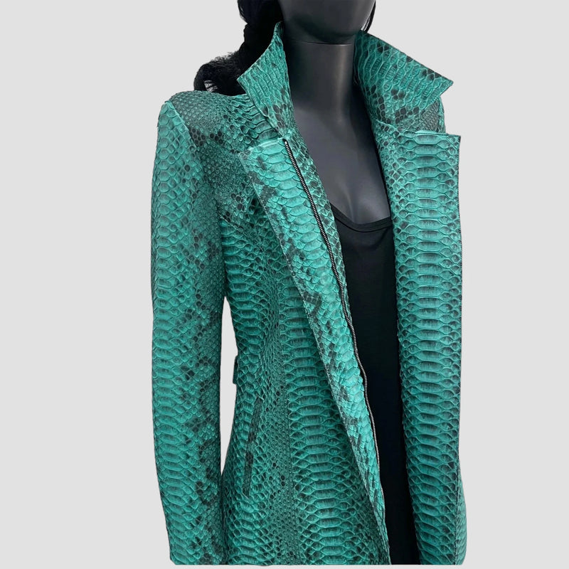 Python leather coat