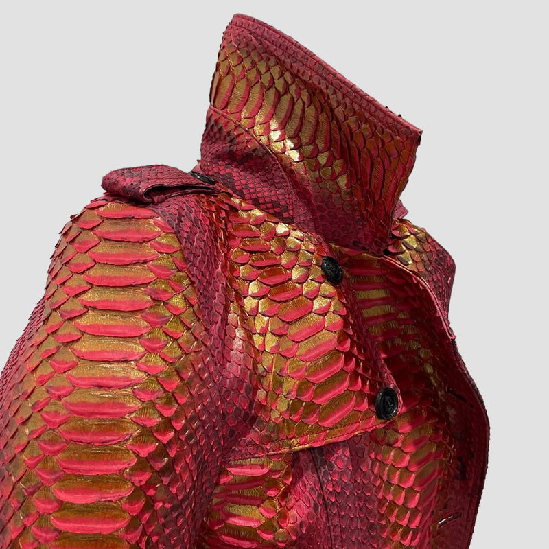 Python leather trench coat