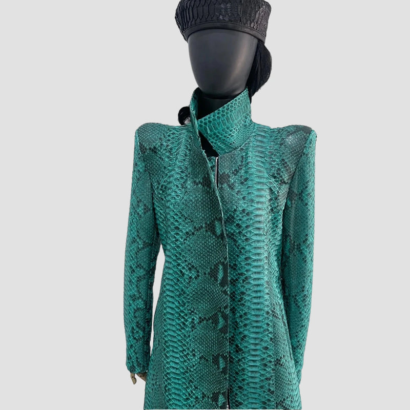 Python leather coat