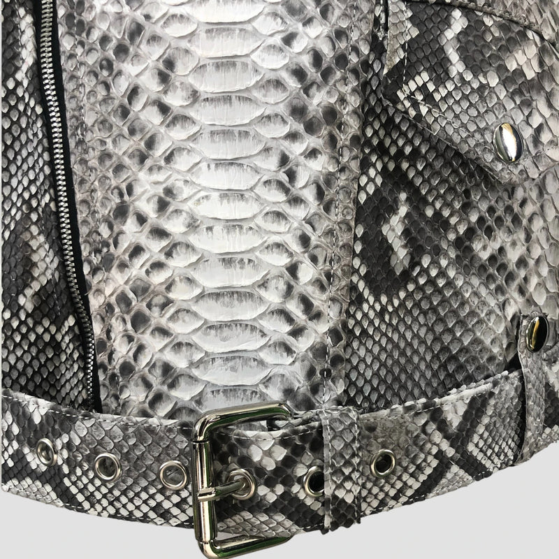 Python leather biker jacket