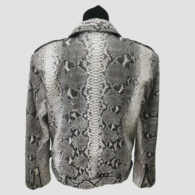 Python leather biker jacket
