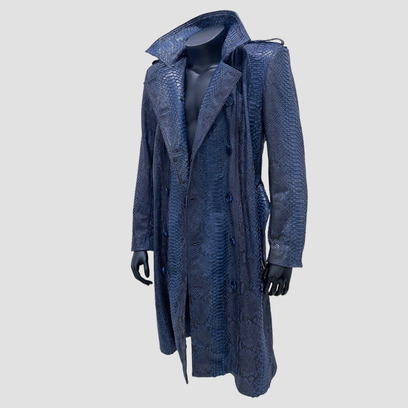 Python leather trench coat