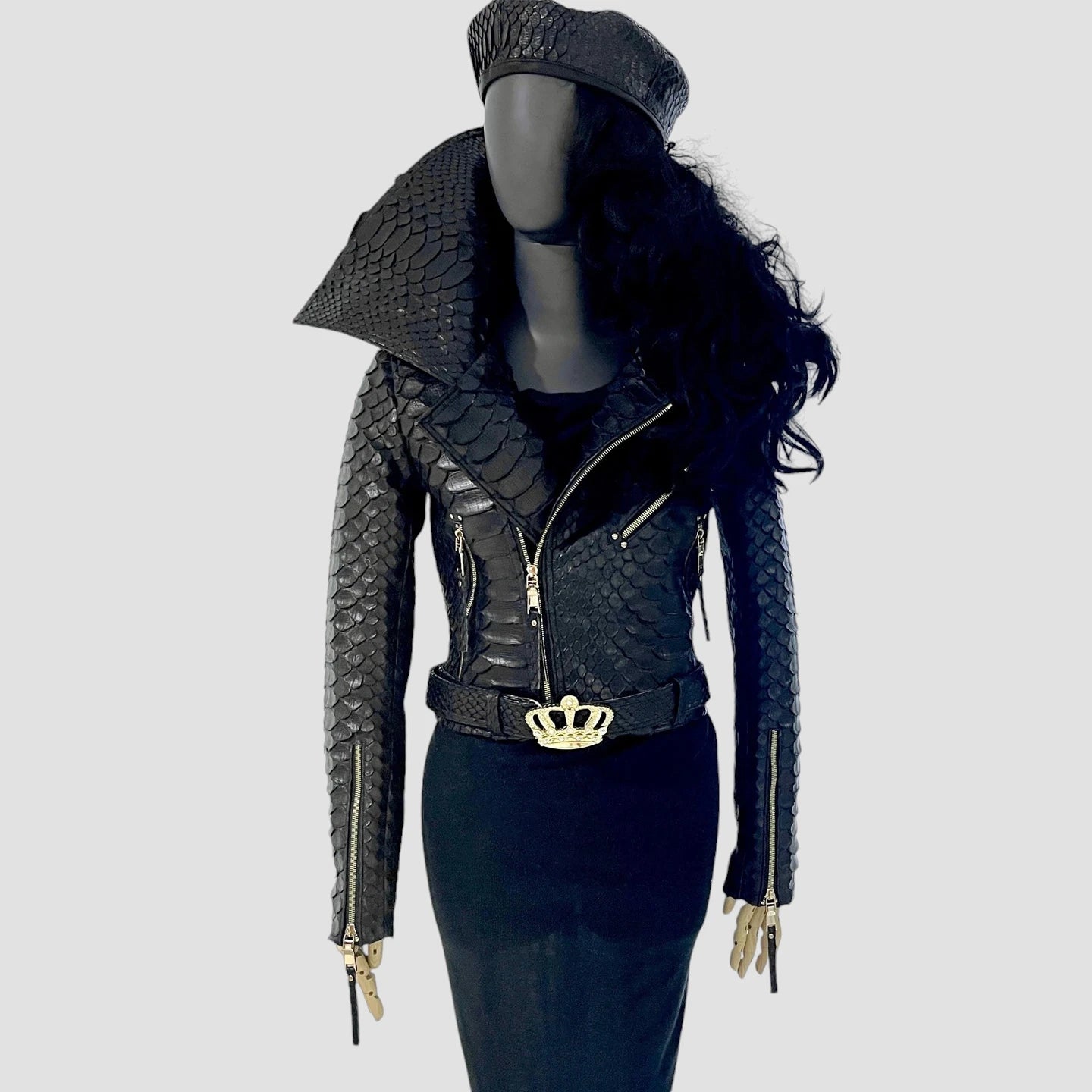 King python leather biker jacket