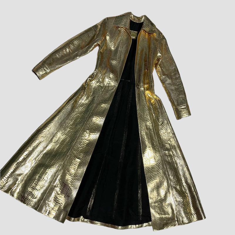 Python leather coat