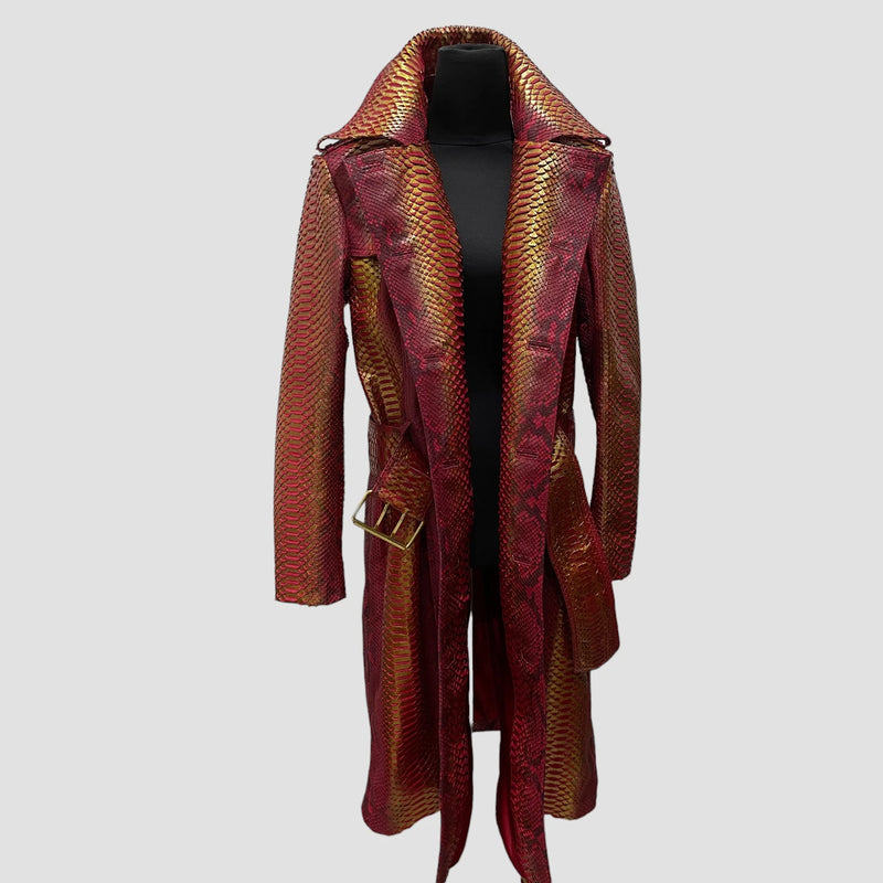 Python leather coat