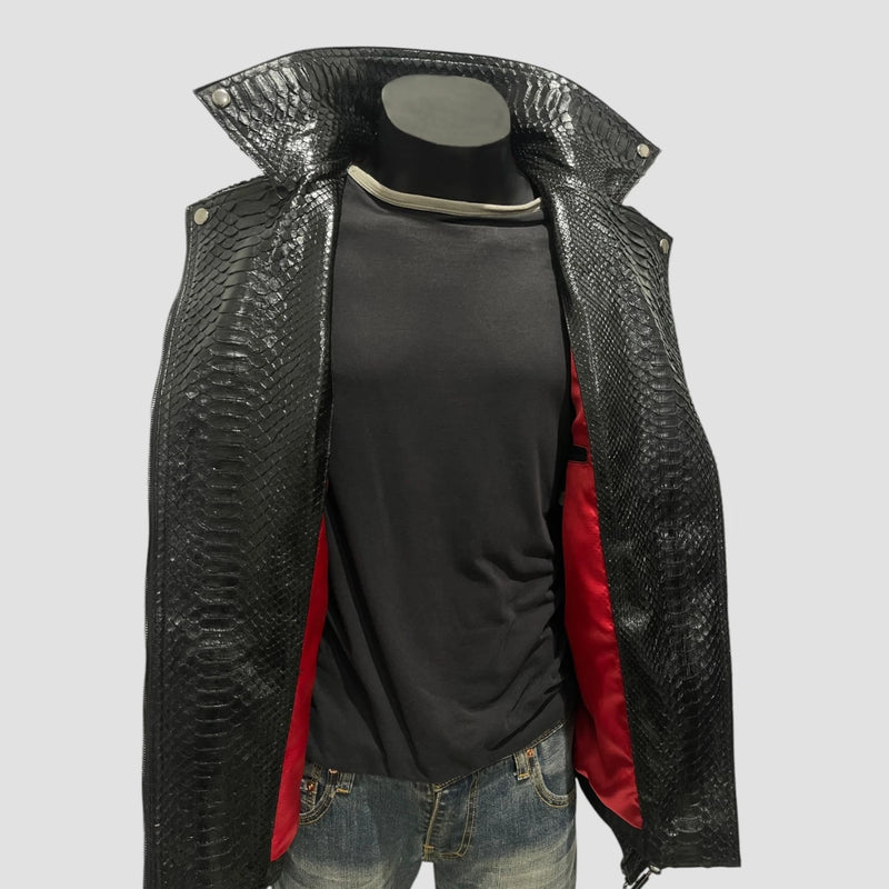 Python leather biker jacket
