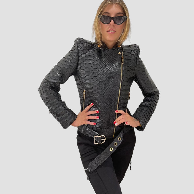 King python leather biker jacket