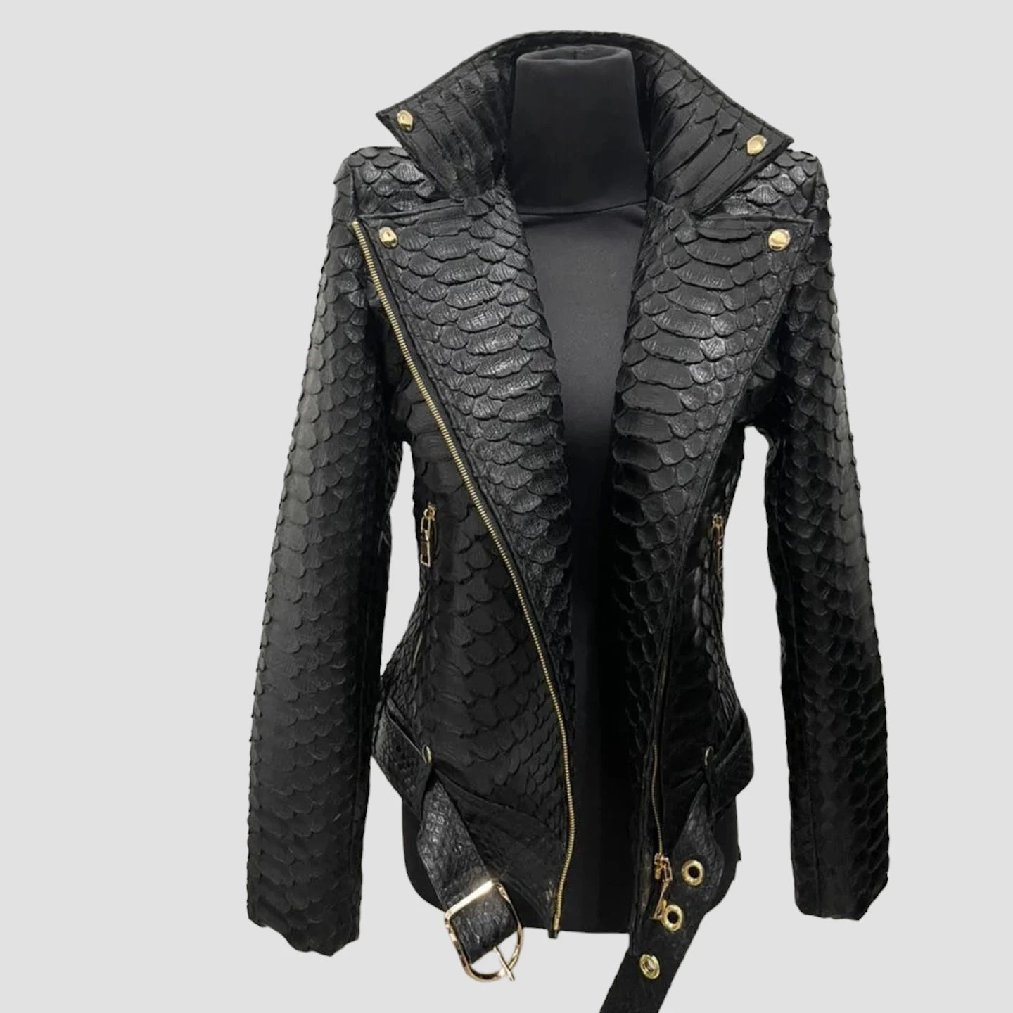 King python leather biker jacket