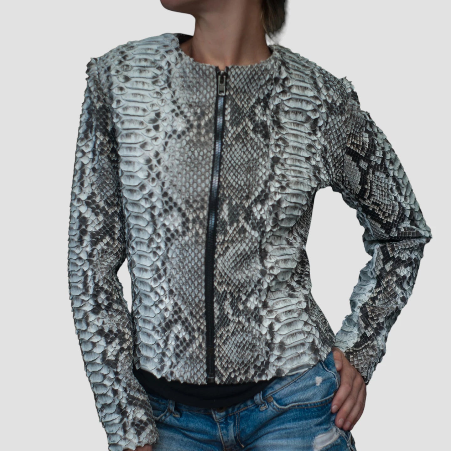King python leather biker jacket