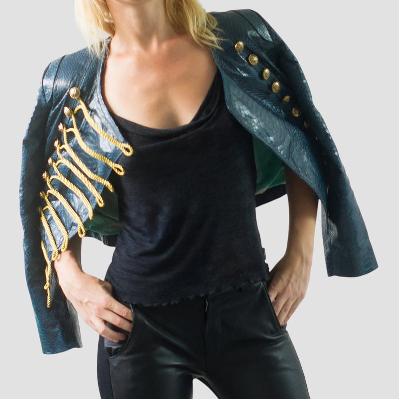 Python leather jacket
