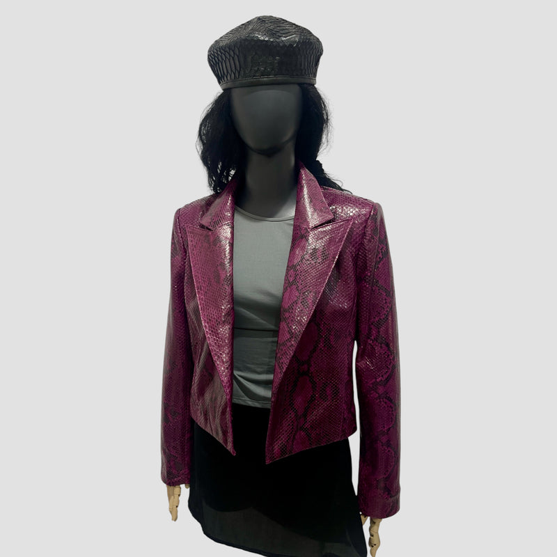 Python leather blazer