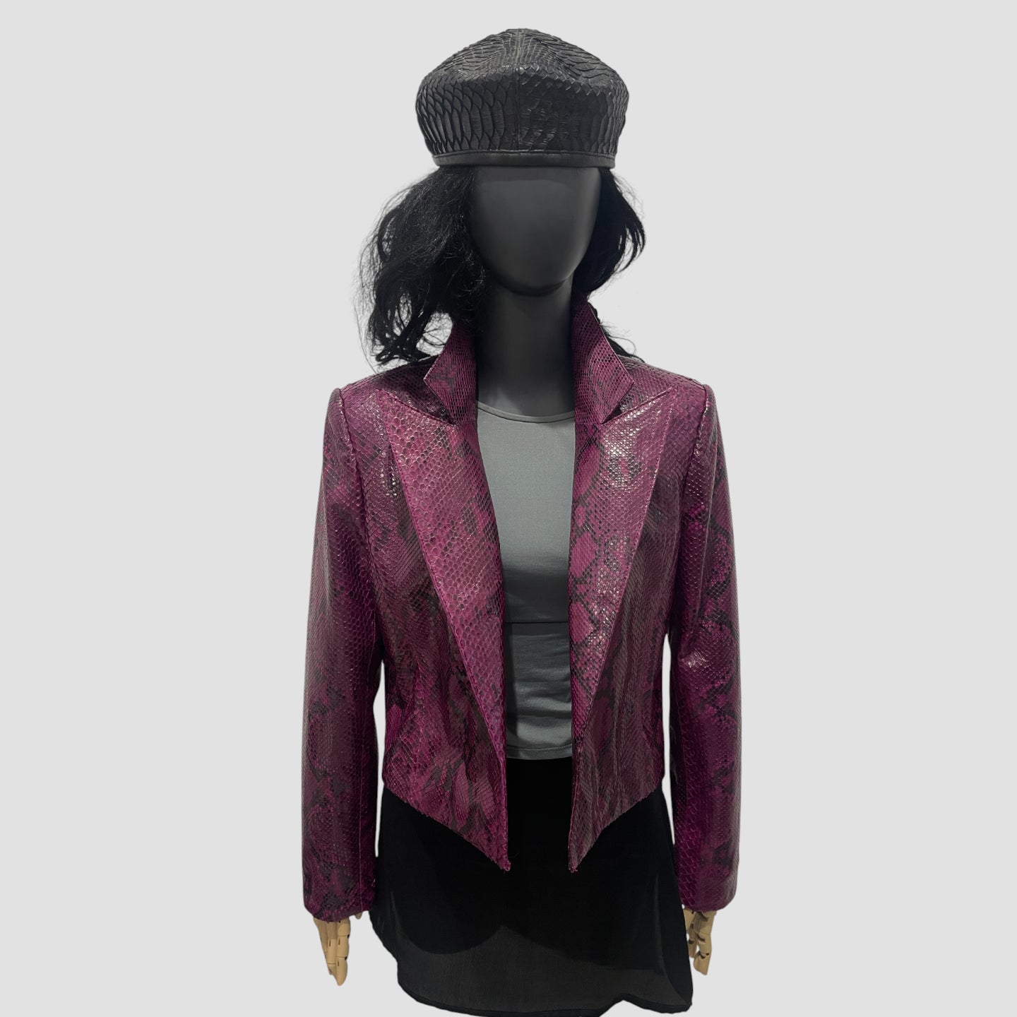 Python leather blazer