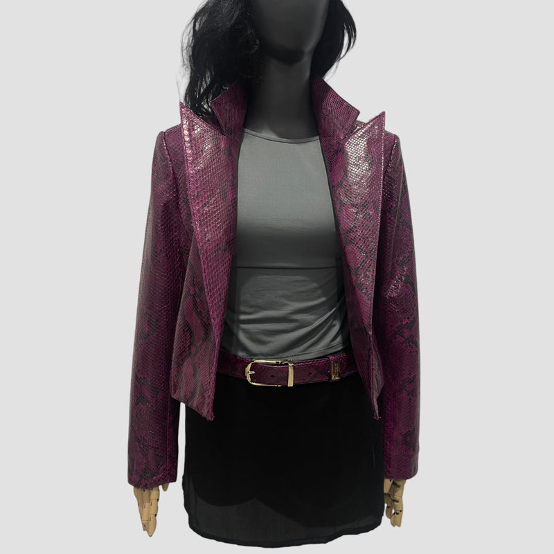Python leather blazer