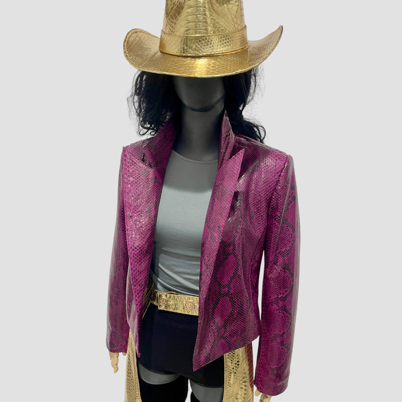 Python leather blazer